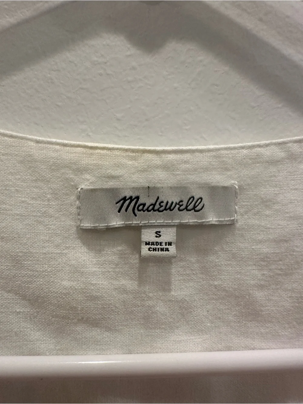 Madewell Cream Linen Button-Front Short Sleeve Blouse
